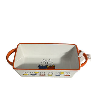 Miffy By Magenta White Orange Rectangle Ceramic Baking Loaf Pan Oven Safe Bunny